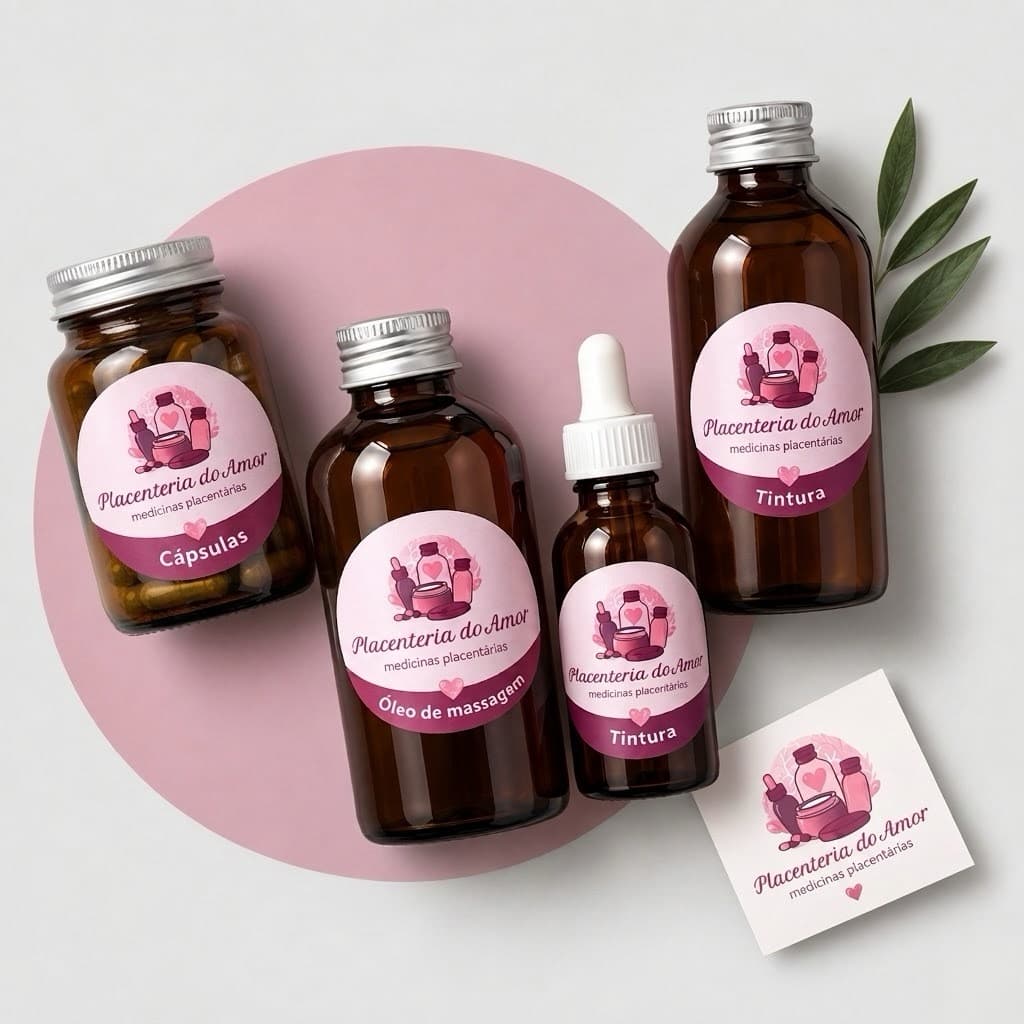 Placenteria do Amor placenta-product bottles with pink labels